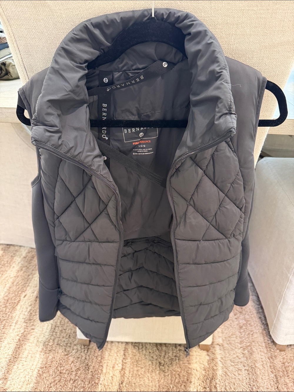 Bernardo Quilted Puffer Vest - Charcoal Gray